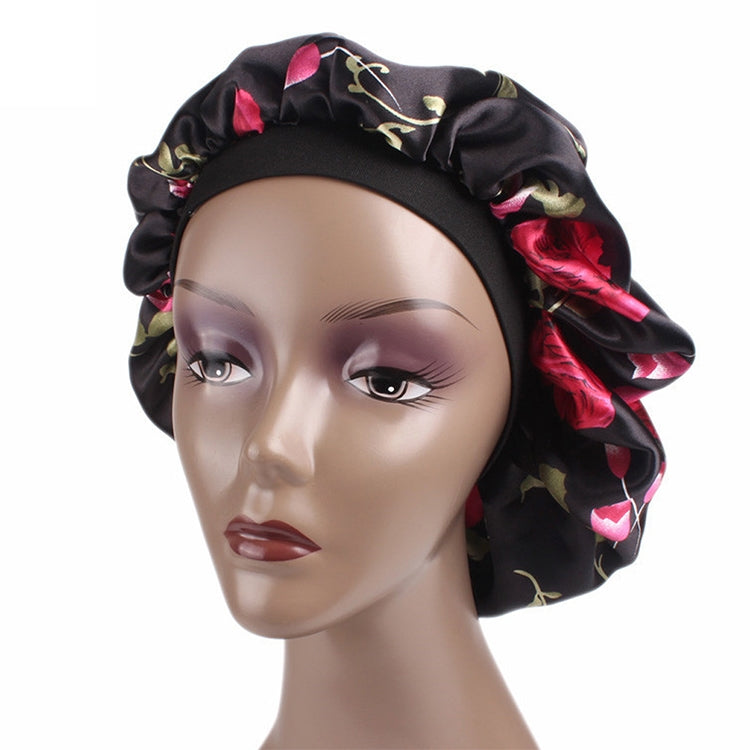 2 pezzi da donna in raso da notte, cuffia per capelli, cuffia per capelli, copricapo in seta, ampia fascia elastica