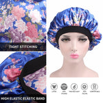 2 pezzi da donna in raso da notte, cuffia per capelli, cuffia per capelli, copricapo in seta, ampia fascia elastica