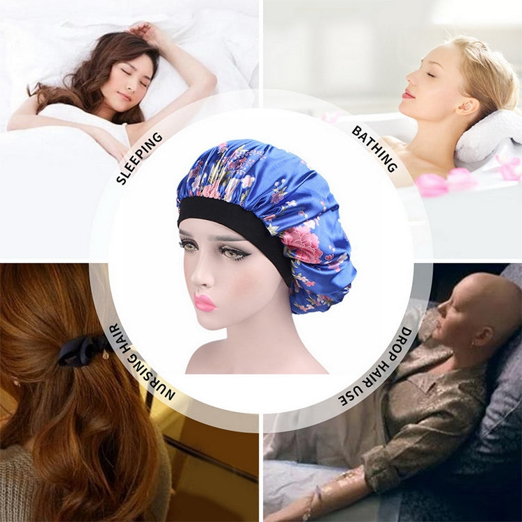 2 pezzi da donna in raso da notte, cuffia per capelli, cuffia per capelli, copricapo in seta, ampia fascia elastica