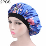 2 pezzi da donna in raso da notte, cuffia per capelli, cuffia per capelli, copricapo in seta, ampia fascia elastica