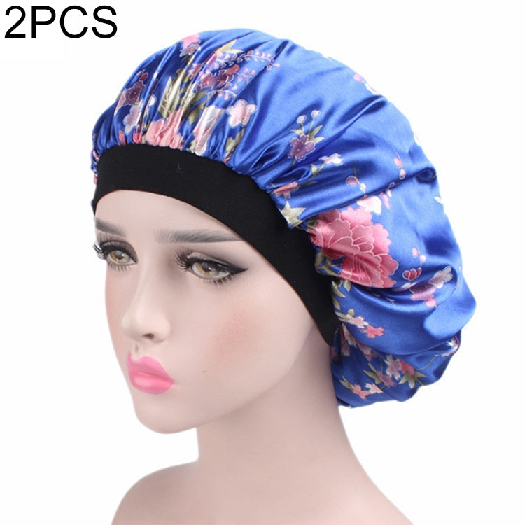 2 pezzi da donna in raso da notte, cuffia per capelli, cuffia per capelli, copricapo in seta, ampia fascia elastica
