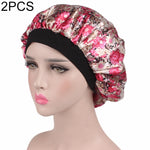 2 pezzi da donna in raso da notte, cuffia per capelli, cuffia per capelli, copricapo in seta, ampia fascia elastica