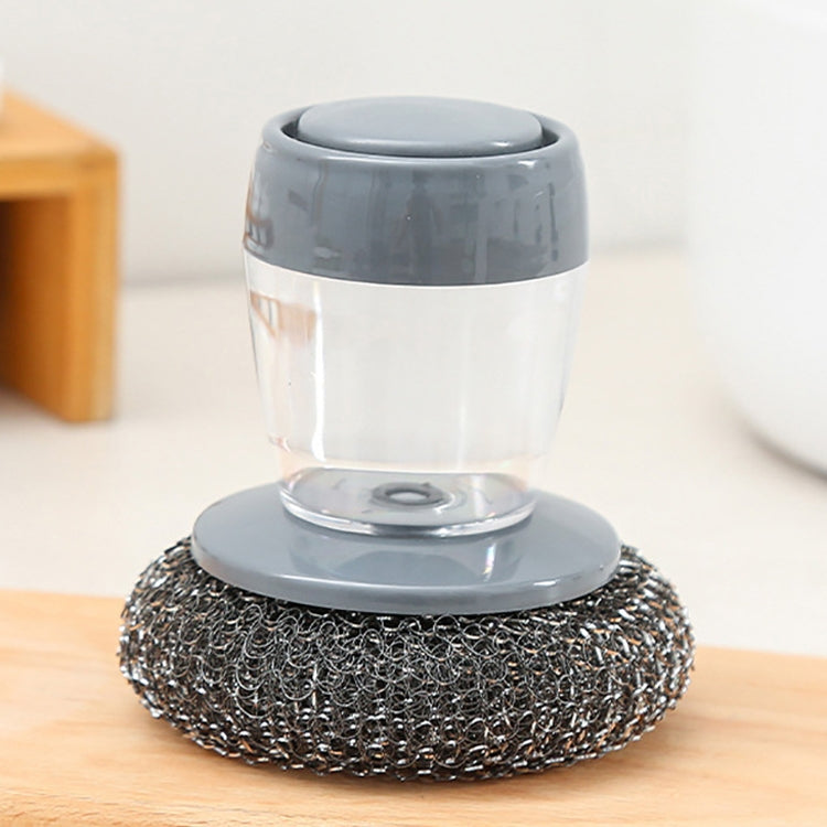 3 pezzi spazzola per pulizia multifunzionale a spinta detersivo per cucina spazzola per piatti con aggiunta automatica di liquidi, Steel Ball Pot Brush, PET Pot Brush