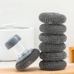 3 pezzi spazzola per pulizia multifunzionale a spinta detersivo per cucina spazzola per piatti con aggiunta automatica di liquidi, Steel Ball Pot Brush, PET Pot Brush