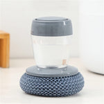 3 pezzi spazzola per pulizia multifunzionale a spinta detersivo per cucina spazzola per piatti con aggiunta automatica di liquidi, Steel Ball Pot Brush, PET Pot Brush