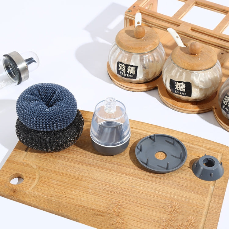 3 pezzi spazzola per pulizia multifunzionale a spinta detersivo per cucina spazzola per piatti con aggiunta automatica di liquidi, Steel Ball Pot Brush, PET Pot Brush