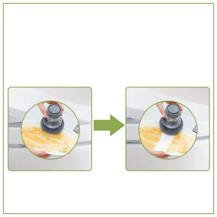 3 pezzi spazzola per pulizia multifunzionale a spinta detersivo per cucina spazzola per piatti con aggiunta automatica di liquidi, Steel Ball Pot Brush, PET Pot Brush