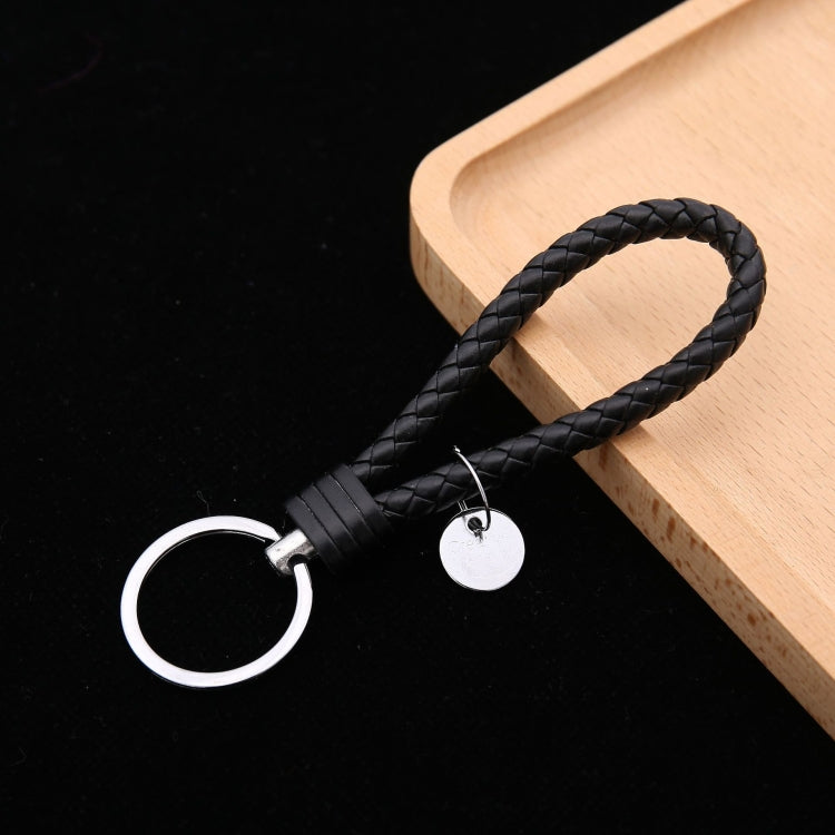 Portachiavi in pelle con ciondolo per auto con cordoncino in pelle intrecciata da 100 pezzi, Baotou With Small Round Piece