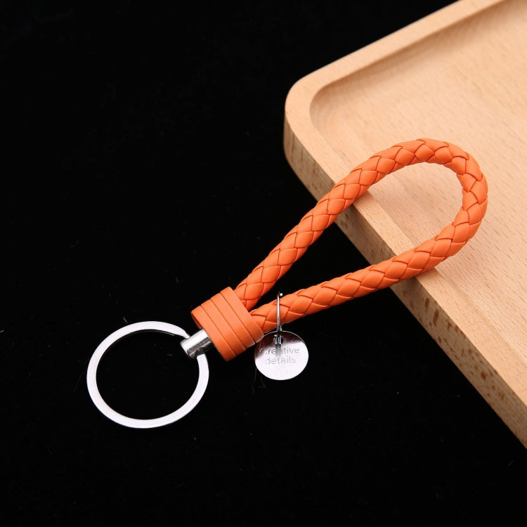 Portachiavi in pelle con ciondolo per auto con cordoncino in pelle intrecciata da 100 pezzi, Baotou With Small Round Piece