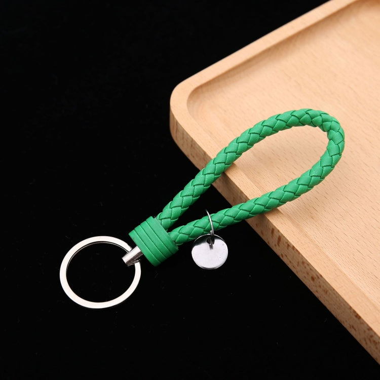 Portachiavi in pelle con ciondolo per auto con cordoncino in pelle intrecciata da 100 pezzi, Baotou With Small Round Piece