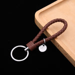 Portachiavi in pelle con ciondolo per auto con cordoncino in pelle intrecciata da 100 pezzi, Baotou With Small Round Piece