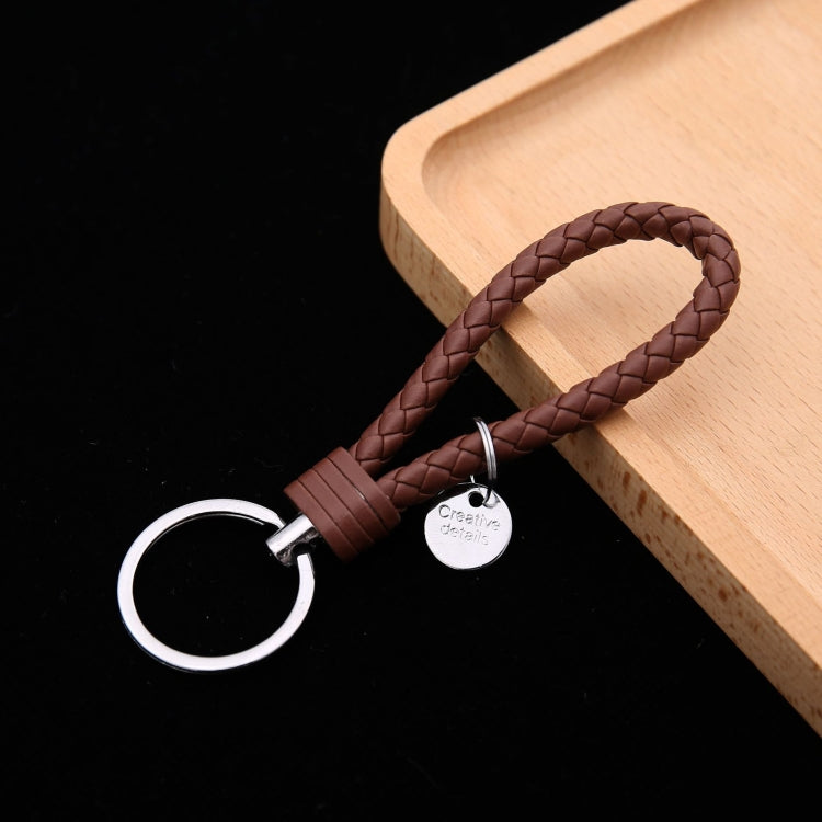 Portachiavi in pelle con ciondolo per auto con cordoncino in pelle intrecciata da 100 pezzi, Baotou With Small Round Piece