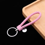 Portachiavi in pelle con ciondolo per auto con cordoncino in pelle intrecciata da 100 pezzi, Baotou With Small Round Piece