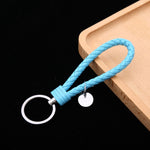 Portachiavi in pelle con ciondolo per auto con cordoncino in pelle intrecciata da 100 pezzi, Baotou With Small Round Piece