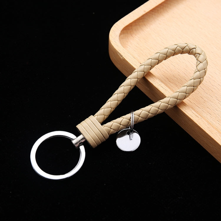 Portachiavi in pelle con ciondolo per auto con cordoncino in pelle intrecciata da 100 pezzi, Baotou With Small Round Piece