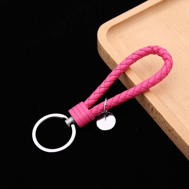 Portachiavi in pelle con ciondolo per auto con cordoncino in pelle intrecciata da 100 pezzi, Baotou With Small Round Piece