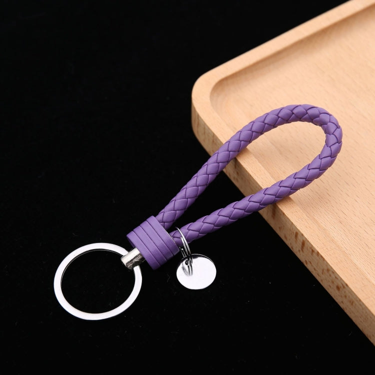 Portachiavi in pelle con ciondolo per auto con cordoncino in pelle intrecciata da 100 pezzi, Baotou With Small Round Piece