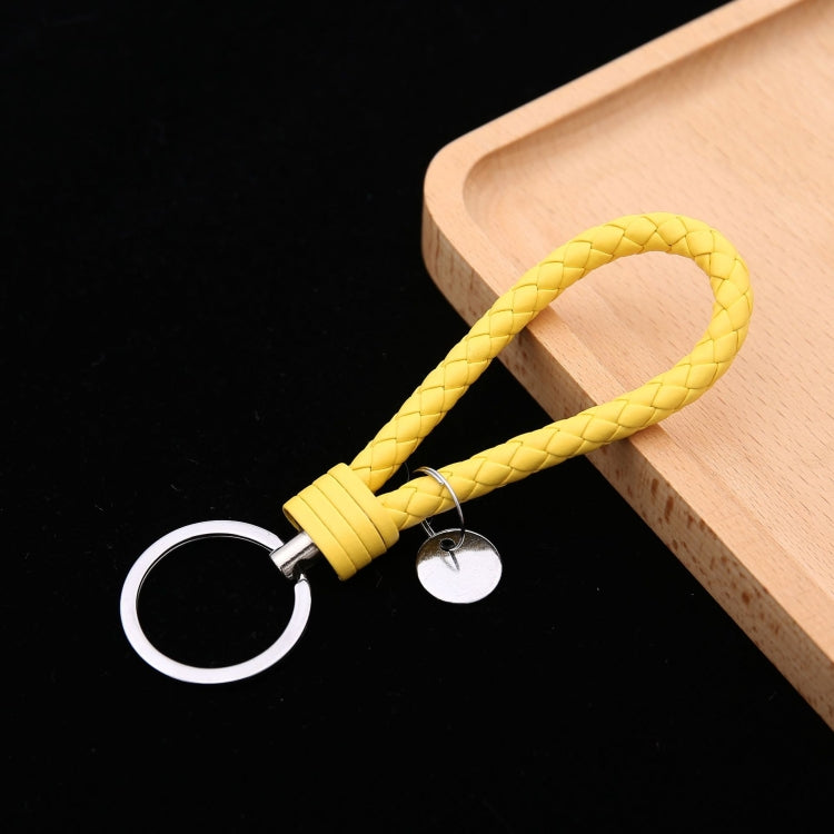 Portachiavi in pelle con ciondolo per auto con cordoncino in pelle intrecciata da 100 pezzi, Baotou With Small Round Piece