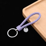 Portachiavi in pelle con ciondolo per auto con cordoncino in pelle intrecciata da 100 pezzi, Baotou With Small Round Piece