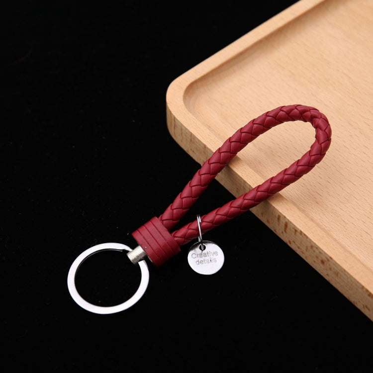 Portachiavi in pelle con ciondolo per auto con cordoncino in pelle intrecciata da 100 pezzi, Baotou With Small Round Piece