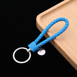 Portachiavi in pelle con ciondolo per auto con cordoncino in pelle intrecciata da 100 pezzi, Baotou With Small Round Piece