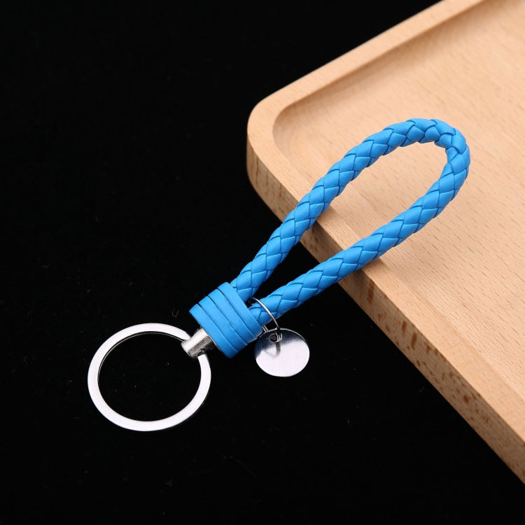 Portachiavi in pelle con ciondolo per auto con cordoncino in pelle intrecciata da 100 pezzi, Baotou With Small Round Piece