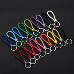 Portachiavi in pelle con ciondolo per auto con cordoncino in pelle intrecciata da 100 pezzi, Baotou With Small Round Piece
