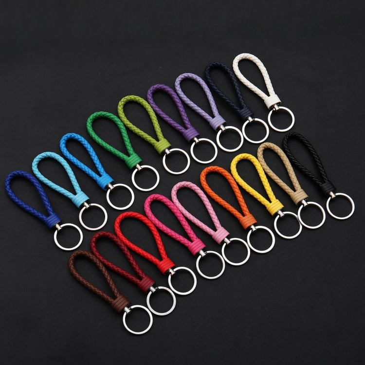 Portachiavi in pelle con ciondolo per auto con cordoncino in pelle intrecciata da 100 pezzi, Baotou With Small Round Piece