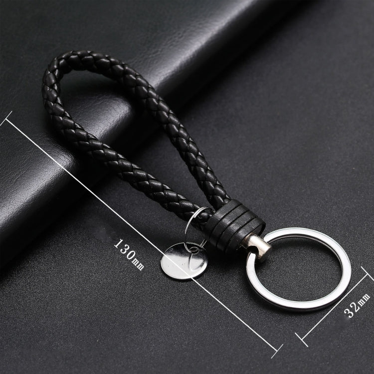 Portachiavi in pelle con ciondolo per auto con cordoncino in pelle intrecciata da 100 pezzi, Baotou With Small Round Piece
