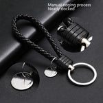 Portachiavi in pelle con ciondolo per auto con cordoncino in pelle intrecciata da 100 pezzi, Baotou With Small Round Piece