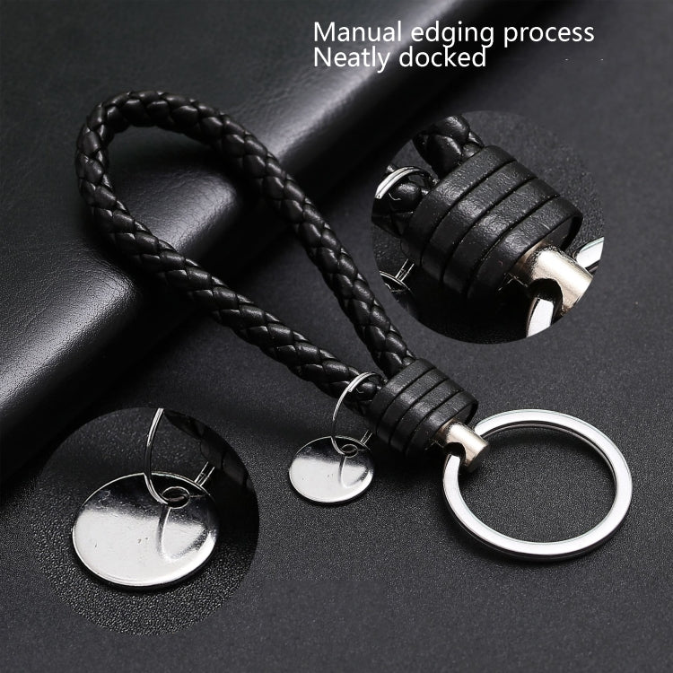 Portachiavi in pelle con ciondolo per auto con cordoncino in pelle intrecciata da 100 pezzi, Baotou With Small Round Piece