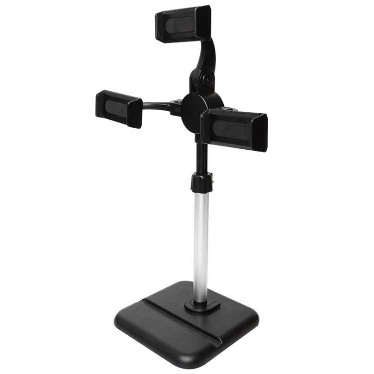 Staffa per telefono cellulare tablet desktop con regolazione telescopica, specifica:, K06 Three-seat  (Black), K06 Three-seat (White), K07 Three-seat With Fill Light  (Black), K07 Three-seat With Fill Light (White), K05 Flat Plate (Black Gray)