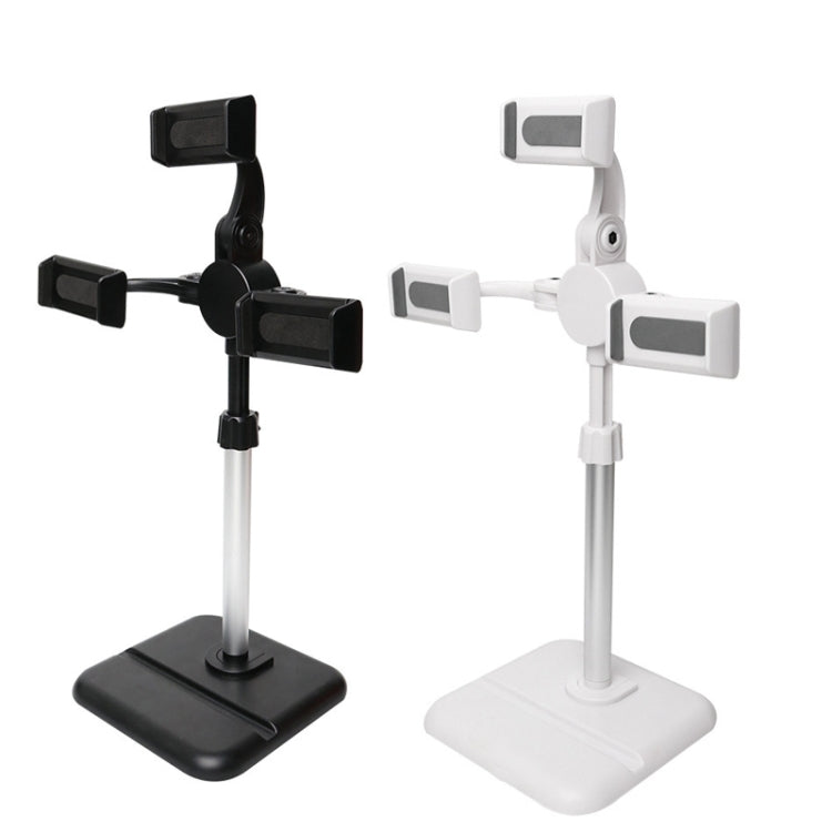 Staffa per telefono cellulare tablet desktop con regolazione telescopica, specifica:, K06 Three-seat  (Black), K06 Three-seat (White), K07 Three-seat With Fill Light  (Black), K07 Three-seat With Fill Light (White), K05 Flat Plate (Black Gray)