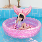 Cuscino d'aria galleggiante per piscina rotonda rosa baby per bambini a forma di sirena gonfiabile, 90cm, 120cm, 150cm