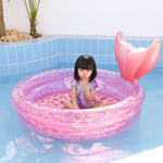 Cuscino d'aria galleggiante per piscina rotonda rosa baby per bambini a forma di sirena gonfiabile, 90cm, 120cm, 150cm