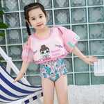 Giubbotto di salvataggio per bambini in stile gilet Salvagente in schiuma con braccio gonfiabile per nuoto libero, Hip-hop Dinosaur, Submented Mirror Whale, Blue Tail Mermaid, Black Hair Doll, Bow Doll
