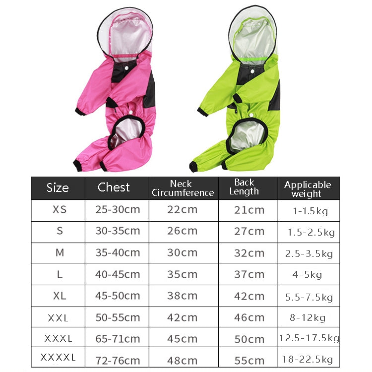 Impermeabile universale stagionale per cani Abbigliamento a quattro zampe Abbigliamento impermeabile in PU trasparente, XS, S, M, L, XL, XXL, XXXL, XXXXL