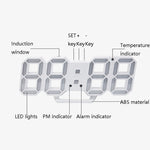 6609 Sveglia LED stereo 3D Orologio da parete 3D per soggiorno, White, Red, Green, Blue, Orange, Pink, Black Frame White Light, Black Frame Blue Light, Black Frame Orange Light, Black Frame Pink Light, Black Frame Green Light, Black Frame Red Light
