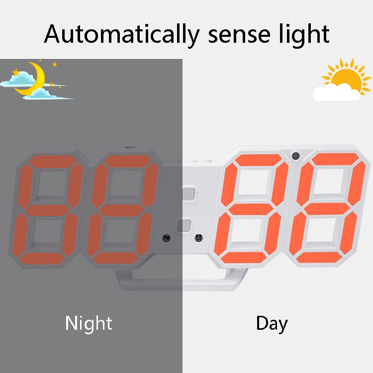 6609 Sveglia LED stereo 3D Orologio da parete 3D per soggiorno, White, Red, Green, Blue, Orange, Pink, Black Frame White Light, Black Frame Blue Light, Black Frame Orange Light, Black Frame Pink Light, Black Frame Green Light, Black Frame Red Light