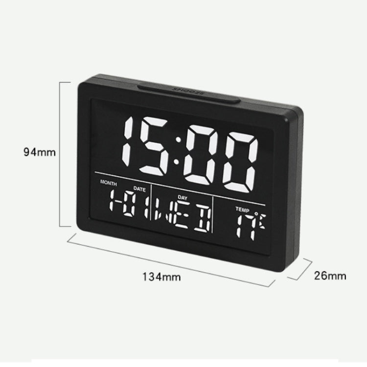 Sveglia elettronica multifunzionale da comodino con orologio a LED a grande schermo, White Shell White Light, Black Shell White Light, Black Shell Green Light, Black Shell Orange Light