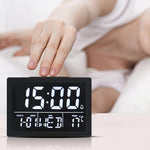 Sveglia elettronica multifunzionale da comodino con orologio a LED a grande schermo, White Shell White Light, Black Shell White Light, Black Shell Green Light, Black Shell Orange Light