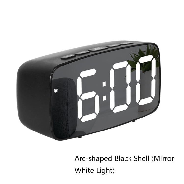 Sveglia da comodino a specchio, batteria, orologio LED a doppio scopo plug-in, Arc-shaped Black Shell (Mirror White Light), Rectangular Black Shell (Mirror White Light), Arc-shaped Black Shell (Black Surface White Light)                                ...
