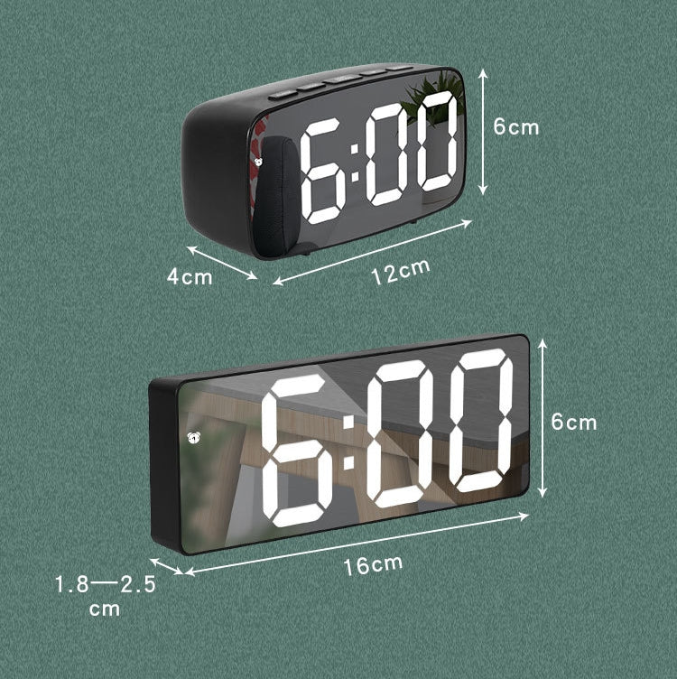 Sveglia da comodino a specchio, batteria, orologio LED a doppio scopo plug-in, Arc-shaped Black Shell (Mirror White Light), Rectangular Black Shell (Mirror White Light), Arc-shaped Black Shell (Black Surface White Light)                                ...