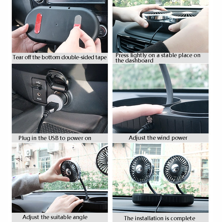 Ventola USB per auto F303 Ventola con testa vibrante per auto da 12/24 V, F303 (Gold), F303 (Silver)