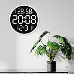 6620 Orologio da parete semplice a LED da 12 pollici Orologio elettronico rotondo silenzioso per temperatura e umidità digitale, White Frame EU Plug, Black Frame EU Plug, White Frame US Plug, Black Frame US Plug