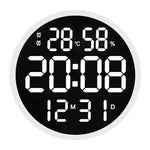 6620 Orologio da parete semplice a LED da 12 pollici Orologio elettronico rotondo silenzioso per temperatura e umidità digitale, White Frame EU Plug, Black Frame EU Plug, White Frame US Plug, Black Frame US Plug