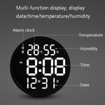 6620 Orologio da parete semplice a LED da 12 pollici Orologio elettronico rotondo silenzioso per temperatura e umidità digitale, White Frame EU Plug, Black Frame EU Plug, White Frame US Plug, Black Frame US Plug
