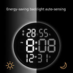 6620 Orologio da parete semplice a LED da 12 pollici Orologio elettronico rotondo silenzioso per temperatura e umidità digitale, White Frame EU Plug, Black Frame EU Plug, White Frame US Plug, Black Frame US Plug