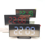 6507 Orologio elettronico curvo a grande schermo Sveglia muta a specchio LED, White, Red, Green