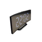 6507 Orologio elettronico curvo a grande schermo Sveglia muta a specchio LED, White, Red, Green